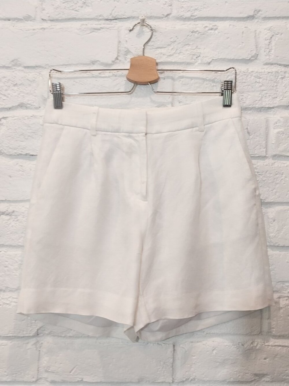 J Crew Shorts Women 4 S Solid White Linen Blend Trouser Bermuda High Rise Preppy